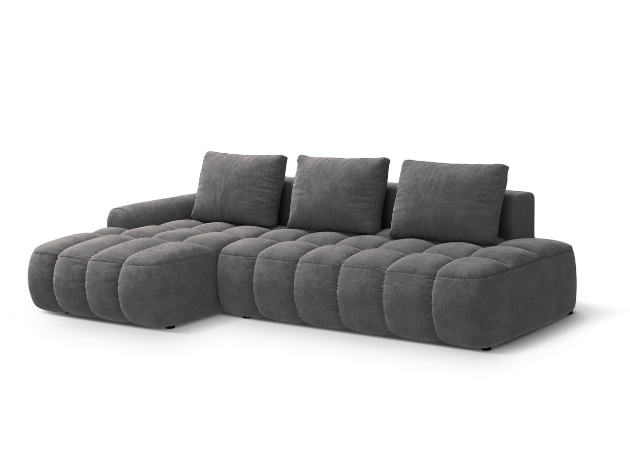 Coltar extensibil stanga 3 locuri, Linz, Cosmopolitan Design, 275x142x84 cm, cotiera dreapta, catifea, gri - 1 | YEO