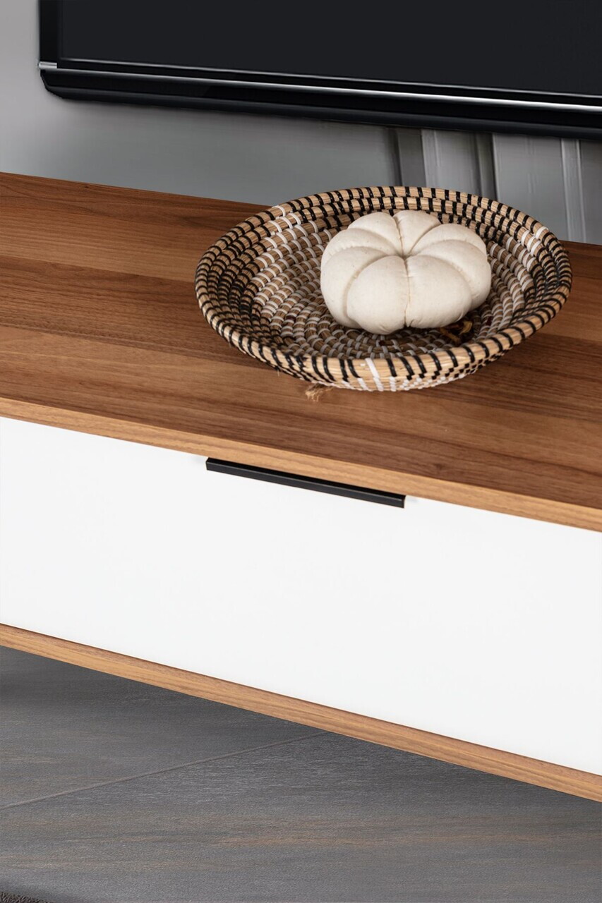 Comoda TV, Hanah Home, Mesir 3626, 160x47x35 cm, PAL, Nuc/Alb — imaginea 6