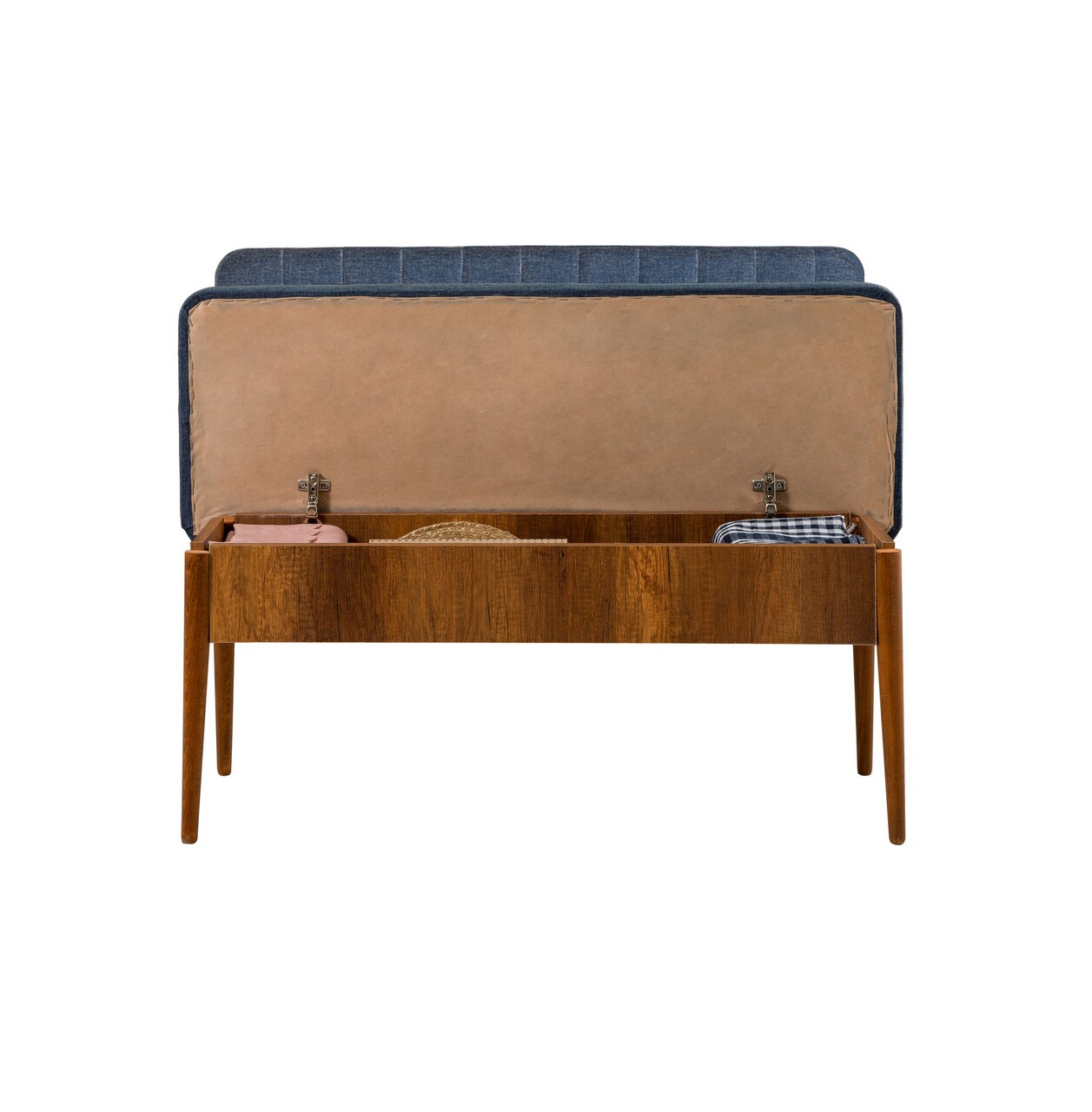 Bancheta cu spatar, Vina 1048-2, Vella, Dark Blue, Walnut, 110x40x85 cm - 2 | YEO