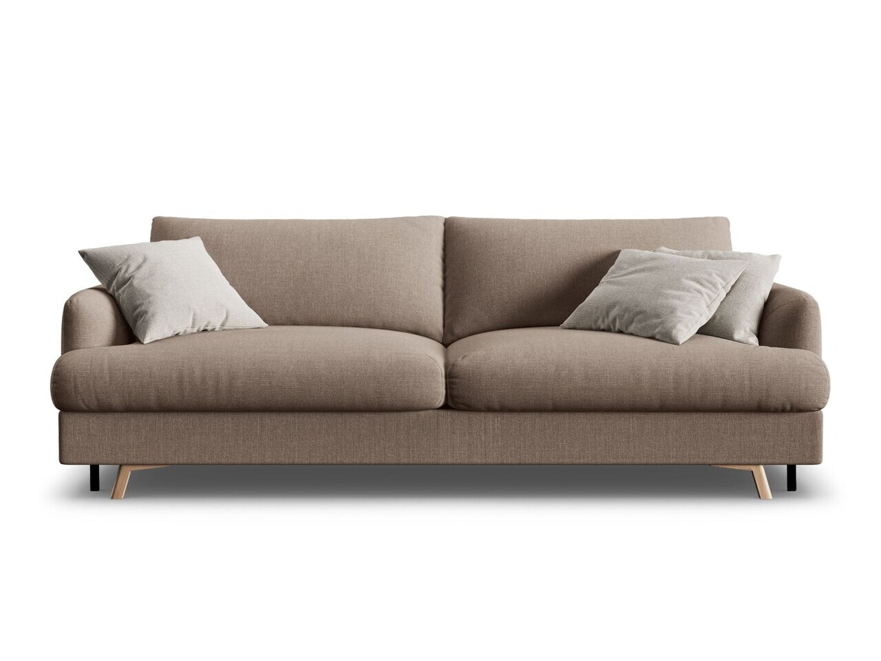 Canapea extensibila 3 locuri, Naomi, Micadoni Home, 233x110x95 cm, tesatura structurata, cappuccino