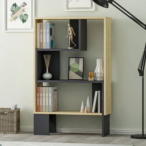 Corp biblioteca, Lagomood, Keevy, 70×111.2×25 cm, Antracit / Stejar Lagomood