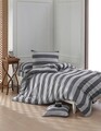 Lenjerie de pat pentru o persoana, Max Yollu Saten - Black, EnLora Home, 70% bumbac/30% poliester