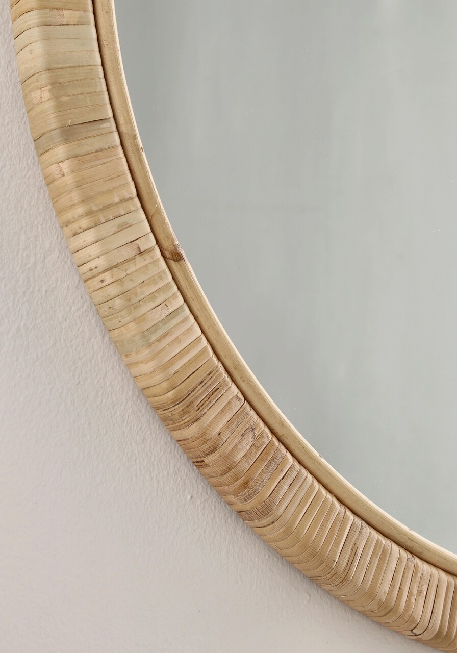 Oglinda decorativa Hakima Round, Bizzotto, Ø60 x 2 cm, ratan/MDF, natural