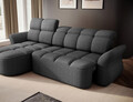 Coltar extensibil stanga 3 locuri ELTAP, Beneth, 301x185x115 cm, lemn/poliester, gri inchis