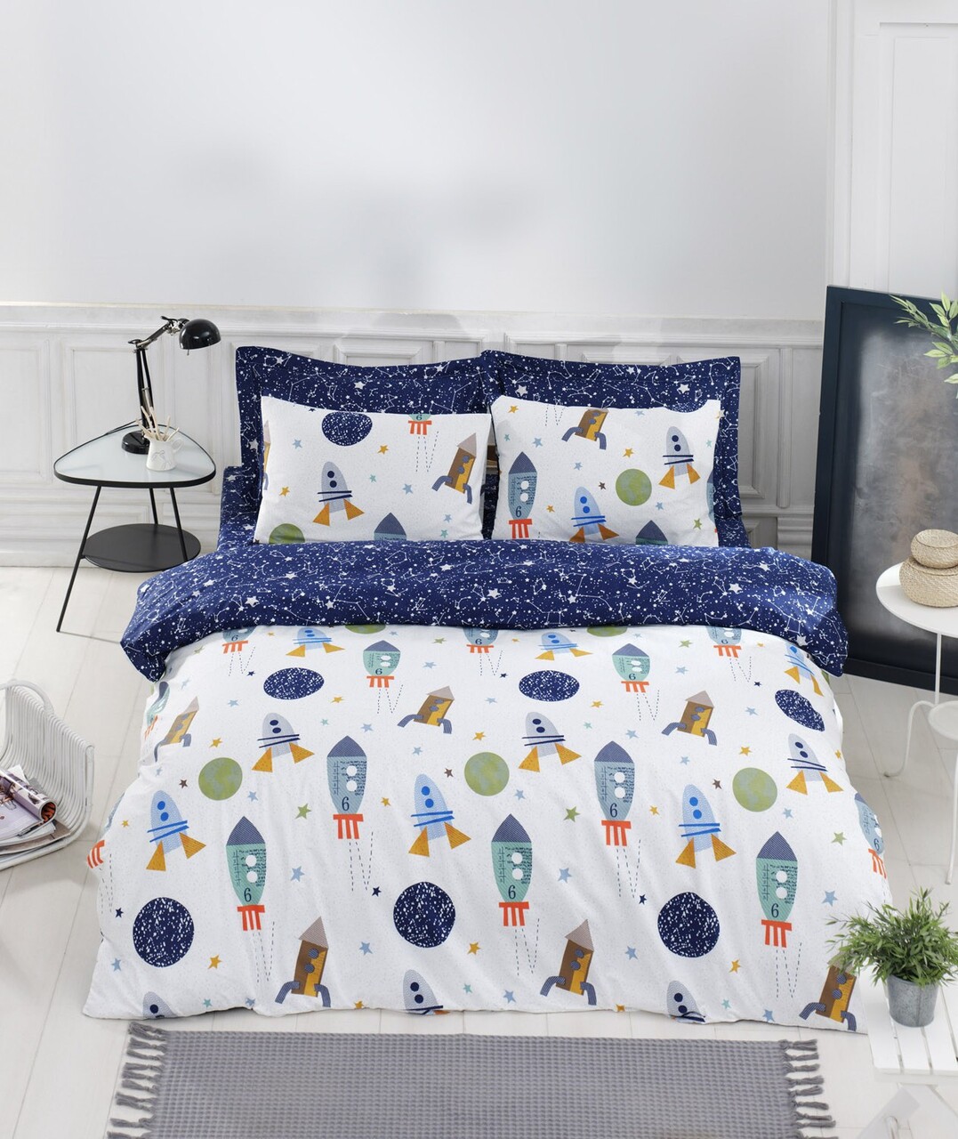 Lenjerie de pat dubla King (FR) 3 piese L'essentiel Maison Spacex 65% bumbac/35% poliester Multicolor