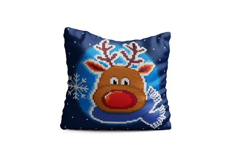 Perna decorativa reindeer w scarf, oyo kids, 43x43 cm, poliester, multicolor
