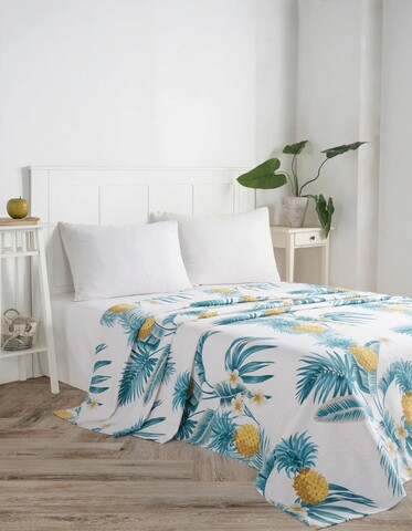 Cuvertura matlasata dubla (EU) (IT), Custom Ananas - White , Eponj Home, Bumbac