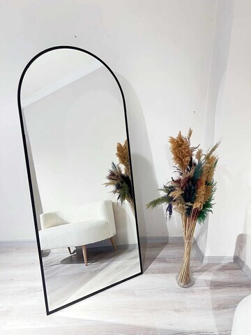 Oglinda Cheval, Hanah Home, Oval 80x180, 80x180x1.5 cm, Negru