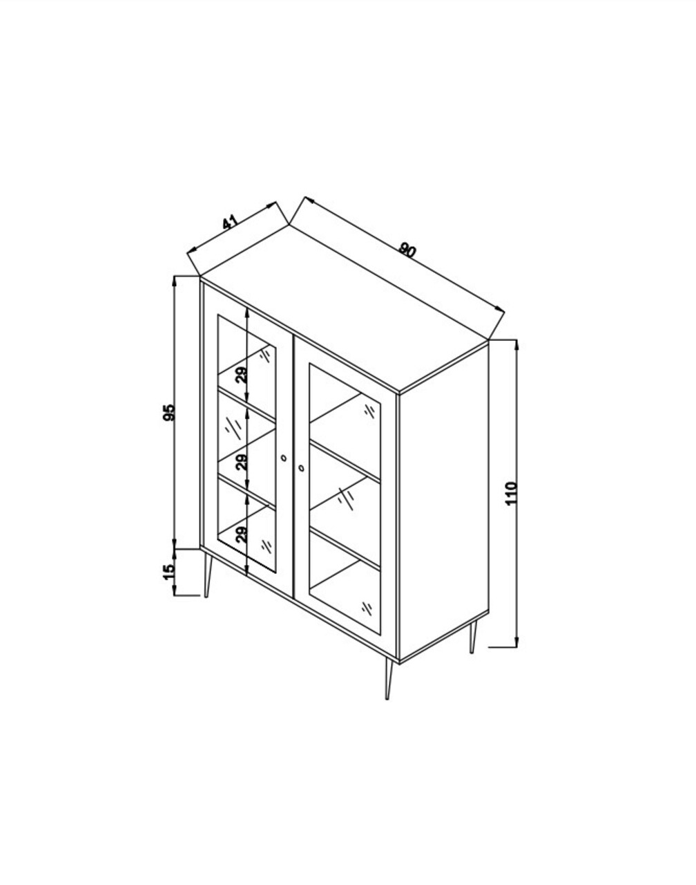 Bufet, Wolina, Jüt Sideboard, 40x90x110 cm, Lemn de carpen, Stejar