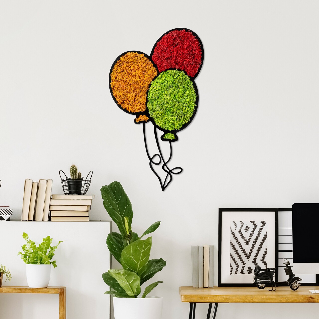 Decoratiune de perete, Moss, Dimensiuni: 62 x 36 cm, Roșu / Verde / Portocaliu - view 2