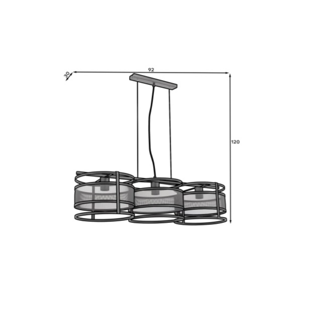 Lustra ELTAP, Gormar, 92x30x120 cm, 3xE27, 15W, otel, negru