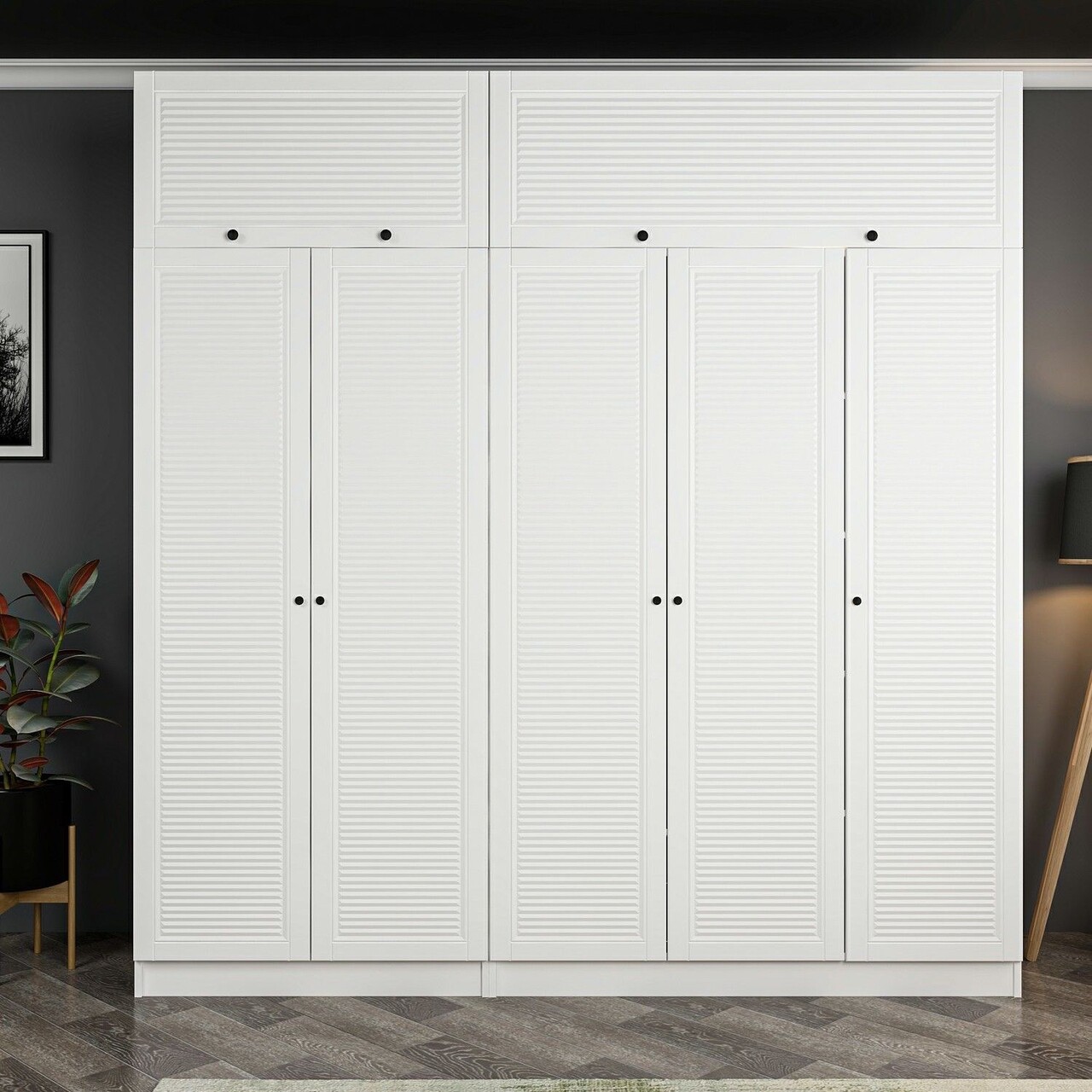Dulap pentru haine, Minerva, Kale, 225x190x52 cm, PAL, Alb - 1 | YEO