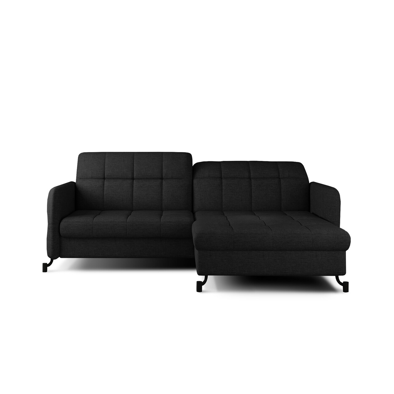 Set coltar extensibil dreapta 3 locuri si taburet ELTAP, Lor_PP_27, Lorelle, 225x160x105 cm / 100x70x45 cm, lemn/poliester, negru - view 2