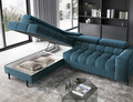 Coltar extensibil stanga 5 locuri ELTAP, LT-40AMO, Ferucce, 276x200x93 cm, lemn/poliester, albastru