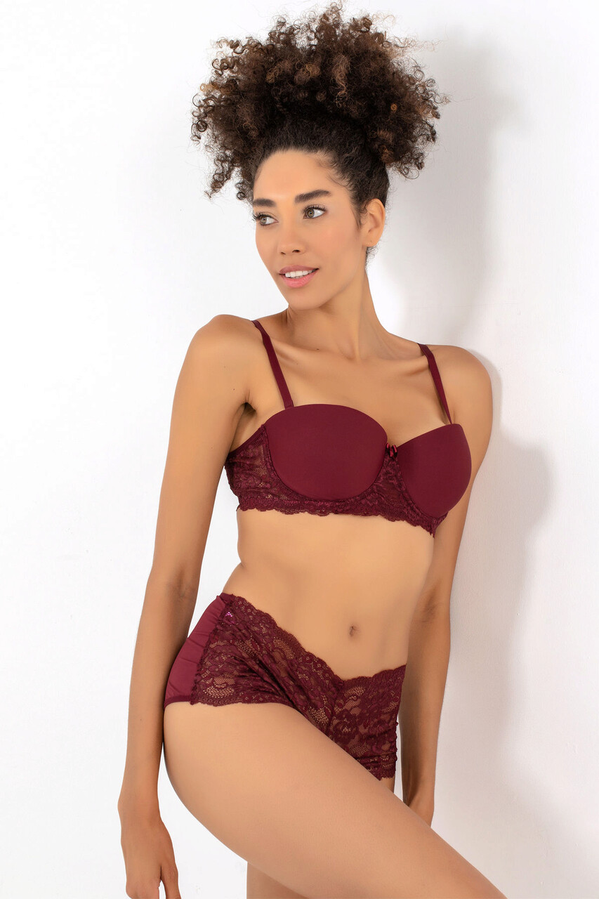 Set lenjerie intima sutien si chiloti, 999MRE1604 - 90, Miorre, Rosu claret - view 7
