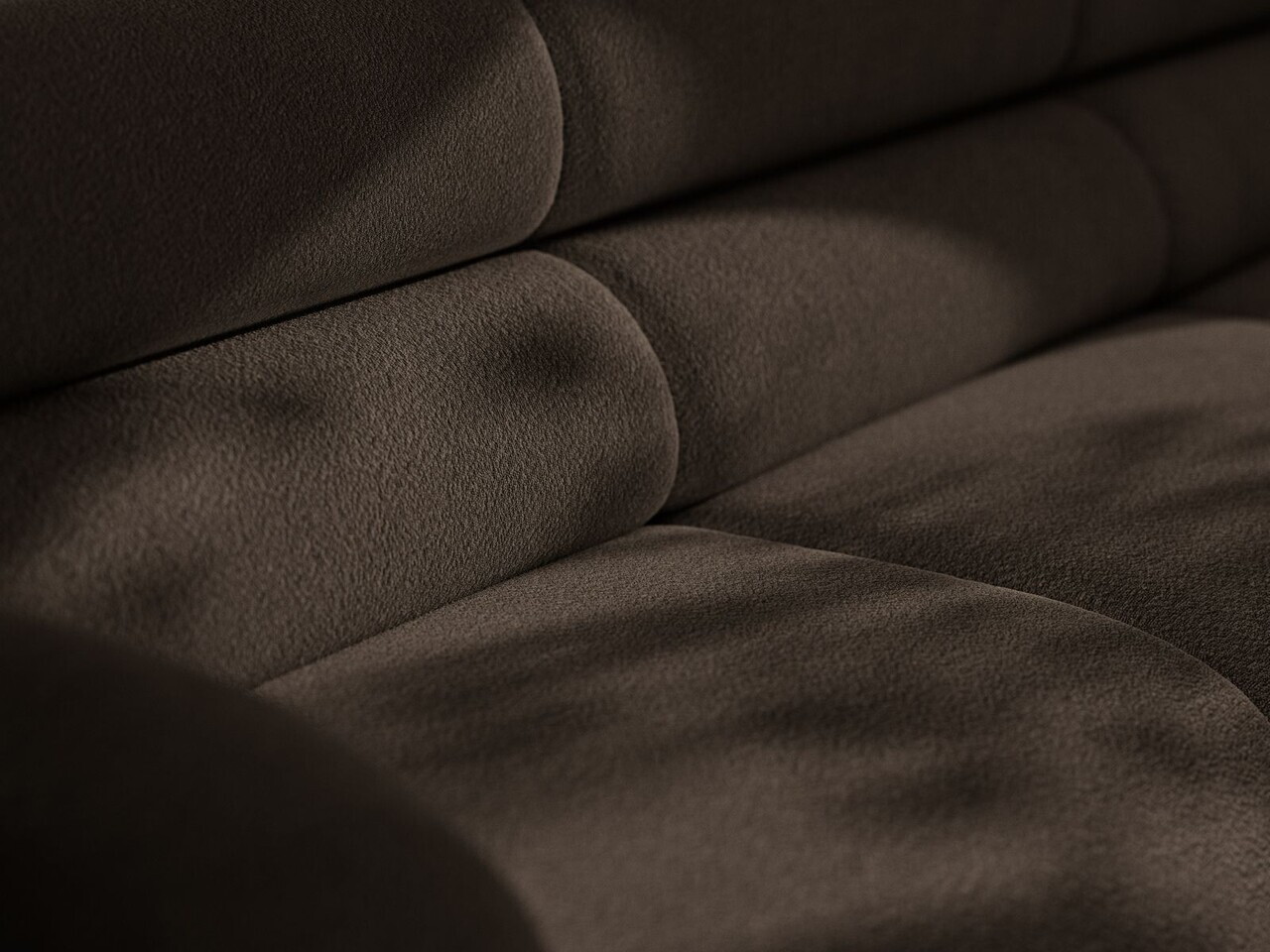 Coltar stanga 5 locuri, Neo, Micadoni Home, 295x210x83 cm, tesatura Boucle, maro — imaginea 2