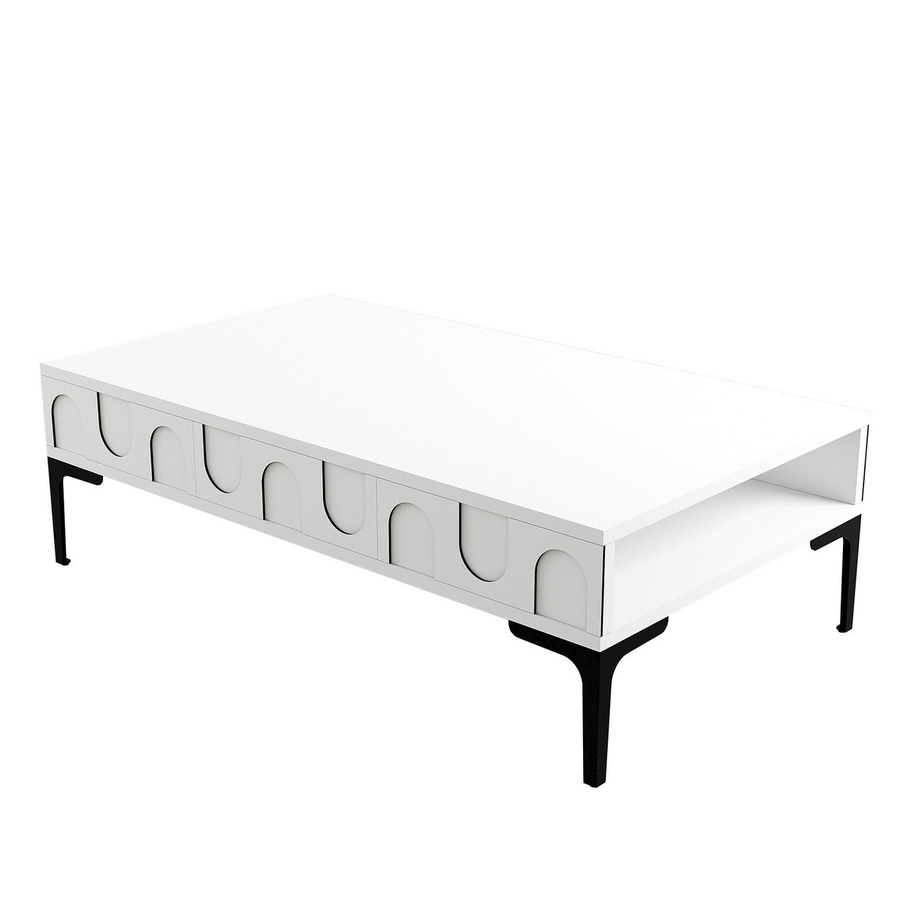Masuta de cafea, Hommy Craft, Lyon 32, 105x32.6x60 cm, PAL, Alb/Negru - 2 | YEO