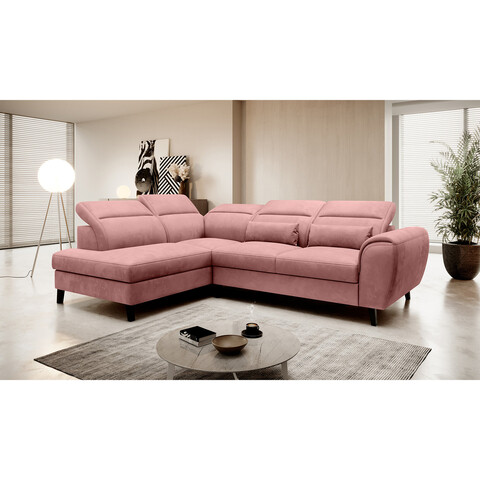 Coltar extensibil stanga 4 locuri ELTAP, LT-24NU, Noble, 255x201x100 cm, lemn/poliester, roz
