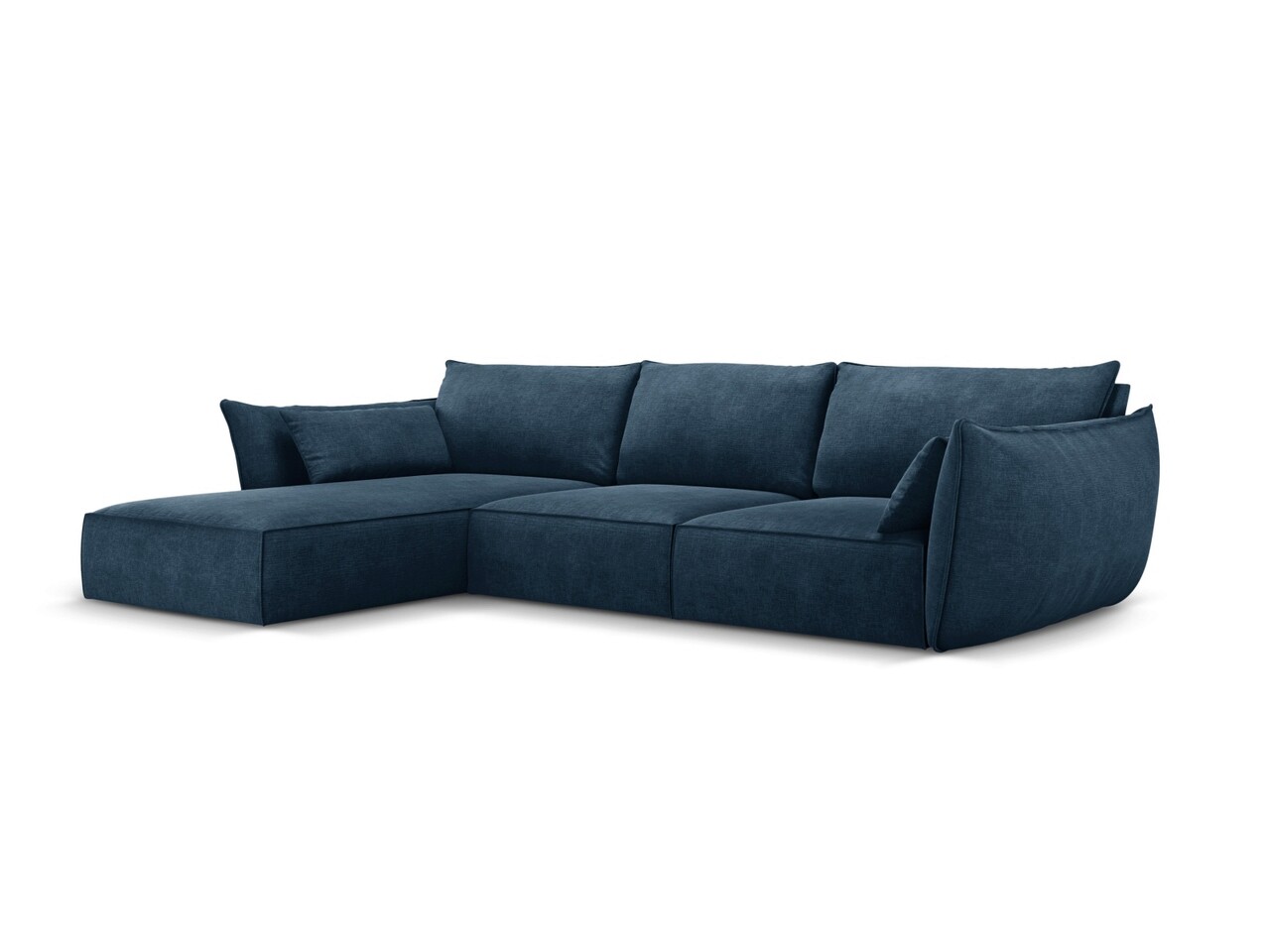 Coltar stanga 4 locuri, Kaelle, Micadoni Home, BL, 308x171x85 cm, poliester chenille, albastru regal - 1 | YEO