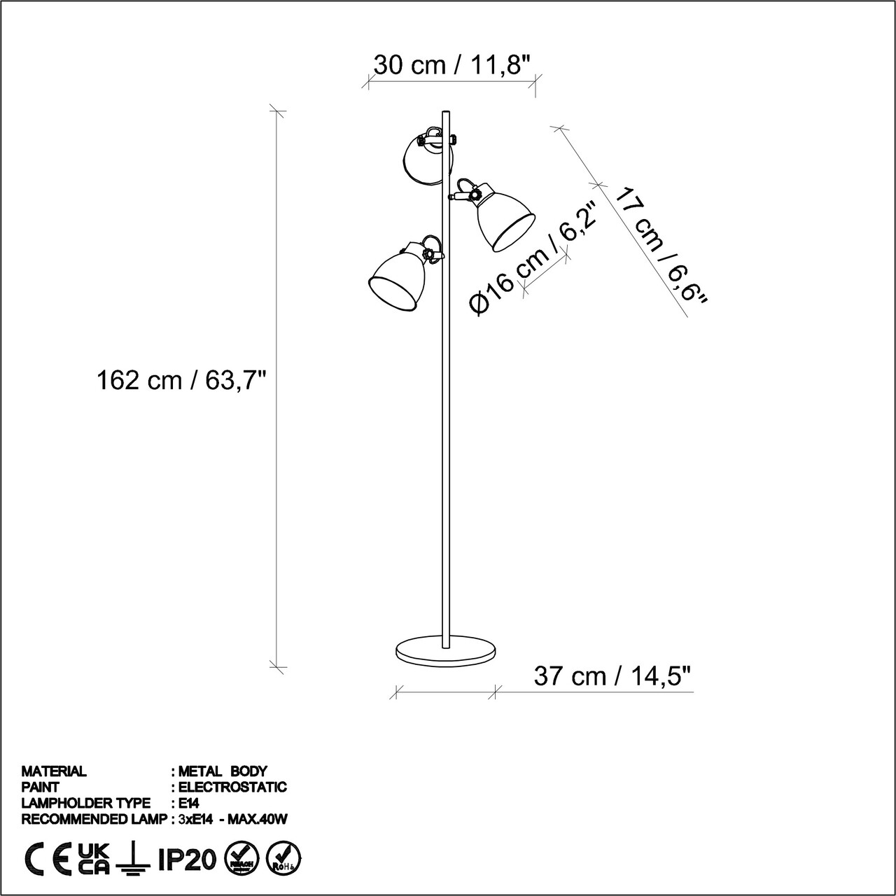 Lampadar, L'essentiel Maison, 521SHN1536, Auriu - view 8