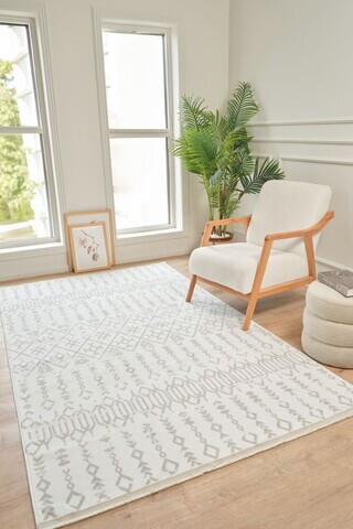 Covor, Moderno 3332, 150x220 cm, Poliester, Crem / Gri