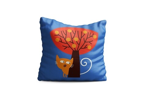 Perna decorativa cat and tree, oyo kids, 43x43 cm, poliester, multicolor