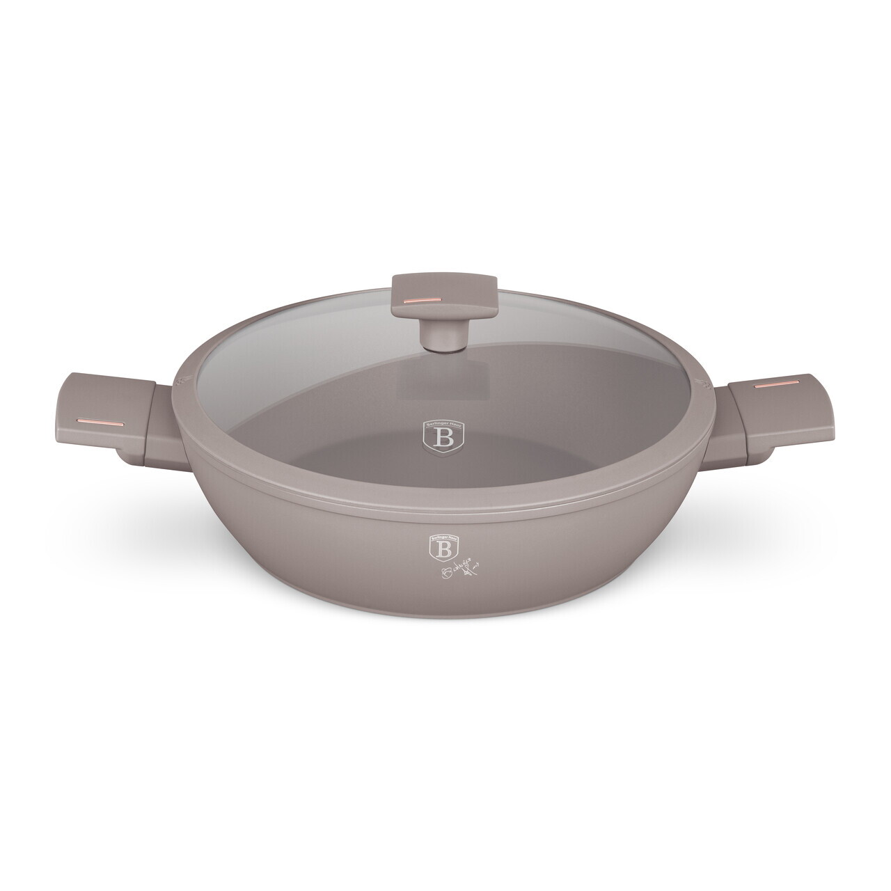 Oala cu capac Berlinger Haus, Taupe, 28 cm, 3.8 L, aluminiu forjat, taupe mat - imagine 3