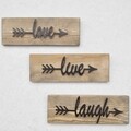 Set 3 decoratiuni de perete Love Live Laugh, Elvila Originals, 40x14 cm, handmade, lemn de molid