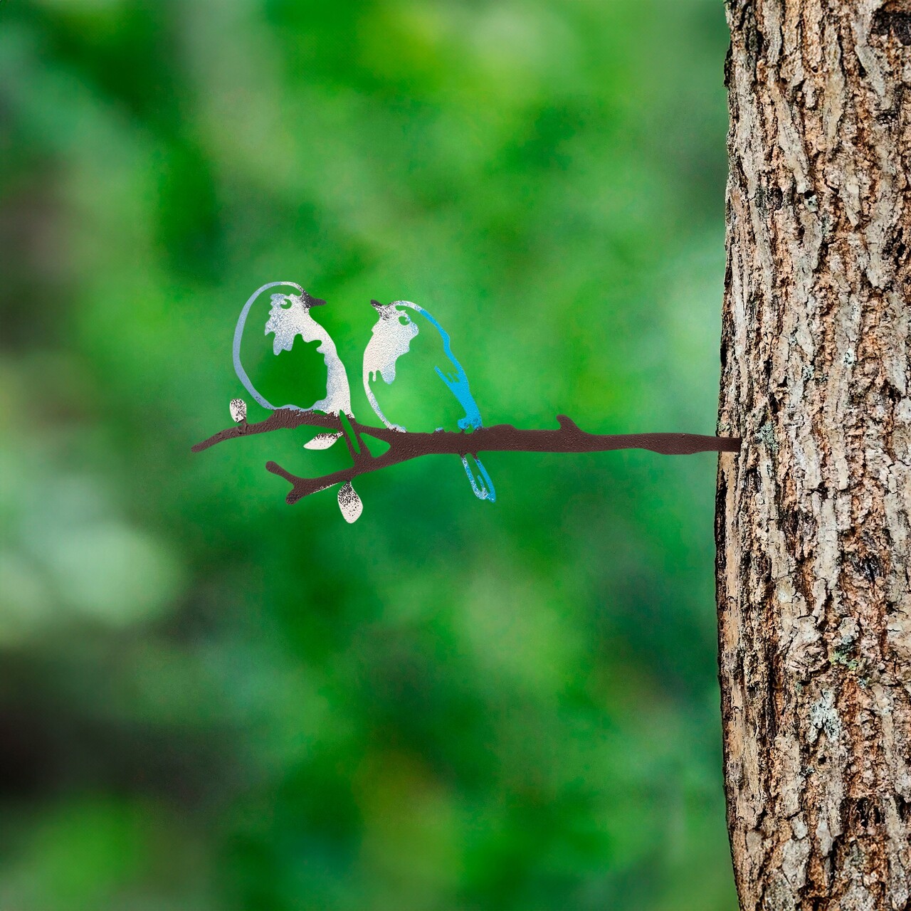 Obiect decorativ de grădină, Bird on the branch 26, 20x50 cm, Multicolor - imagine 2