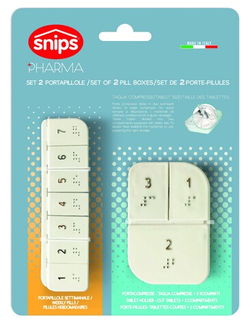 Set 2 cutii compartimentate pentru medicamente, Snips, polipropilena, alb