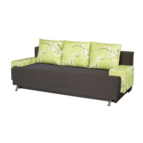 Poza Canapea Extensibila Roma Dark Chocolate Jasmine Flower 205x90x86 cm + lada de depozitare, maro/verde