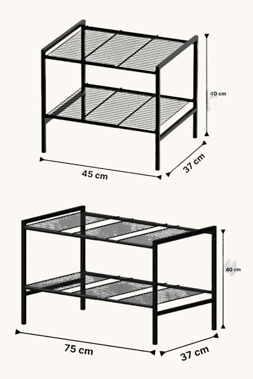 Organizator pentru frigider, Ayarlanabilir Mutfak Dolap İçi Raf, 45x40x37 cm, Metal, Negru — imaginea 5
