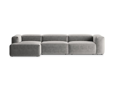 Coltar stanga 4 locuri, Bergamo, Cosmopolitan Design, 344x152x70 cm, tesatura structurata, gri deschis