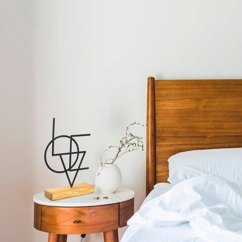 Decoratiune, geometric, 21x41x4 cm, metal, negru