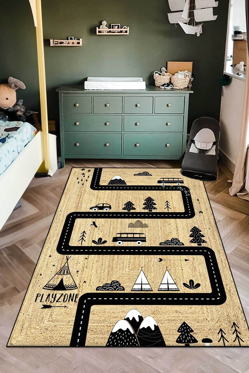 Covor, CLR-9129-4, 80x150 cm, Poliester, Negru — imaginea 2
