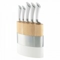 Set 5 cutite cu suport, Amefa, Forme, inox/lemn, argintiu/alb/natur