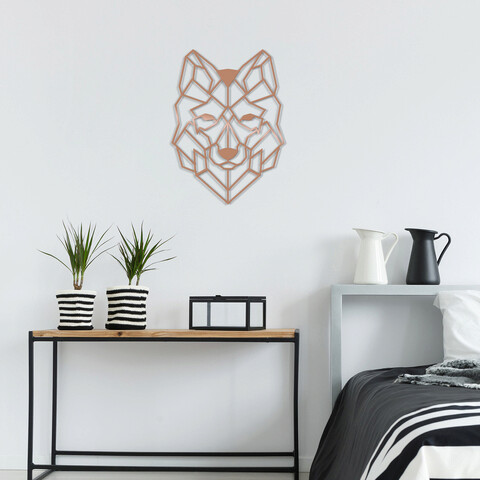 Decoratiune de perete, wolf2, metal, dimensiune: 41 x 57 cm, cupru