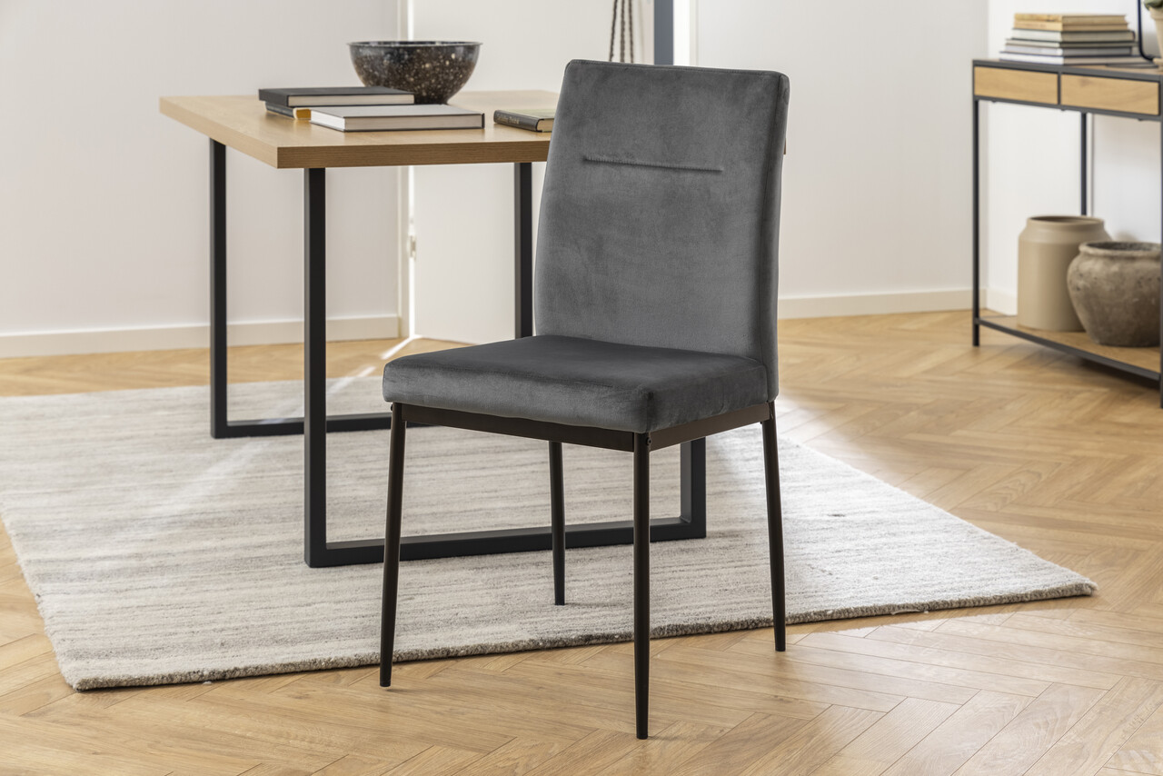 Scaun Demi, Actona, 45x55x90.5 cm, catifea/otel, gri inchis - view 7