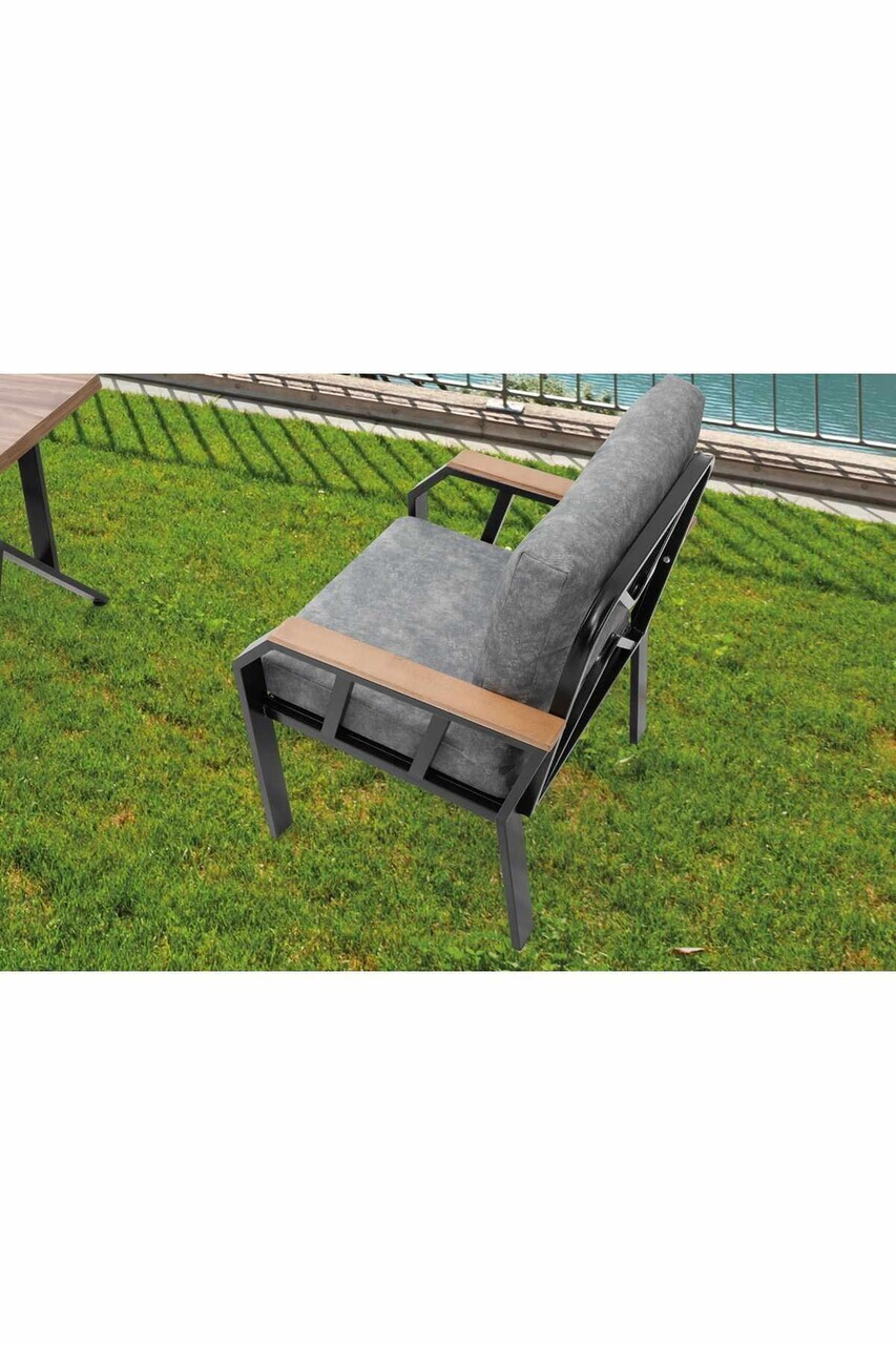 Set mobilier de gradina, Hanah Home, Nergiz 2+1+1, Metal, Gri - view 5