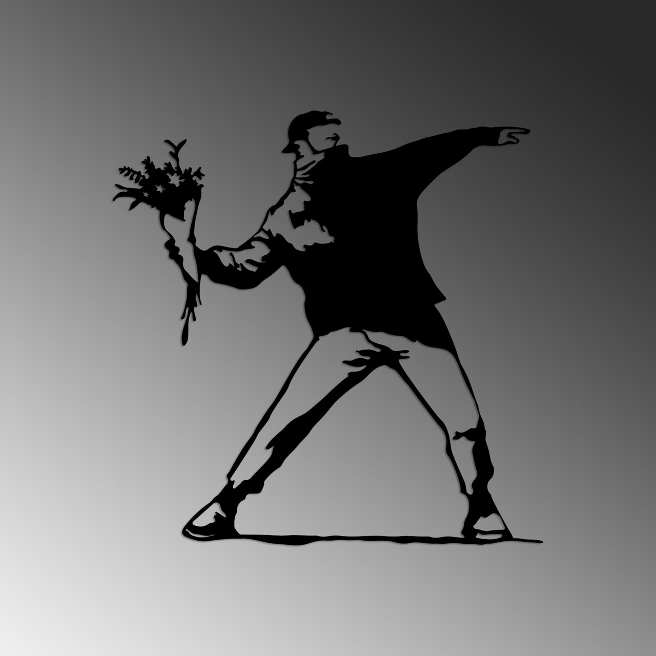 Decoratiune de perete, Banksy Metal 01, Dimensiune: 69 x 70 cm, Negru - view 5