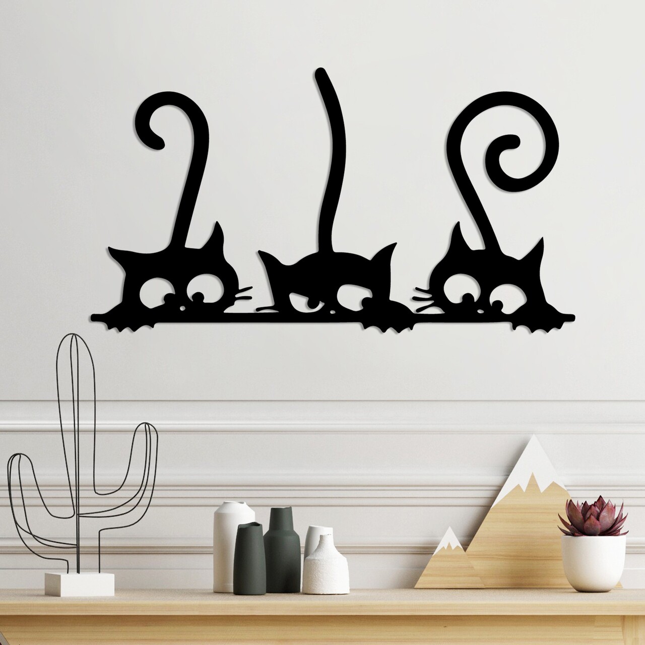 Decoratiune de perete, Cat 5, Dimensiune: 60 x 33 cm, Negru - view 2