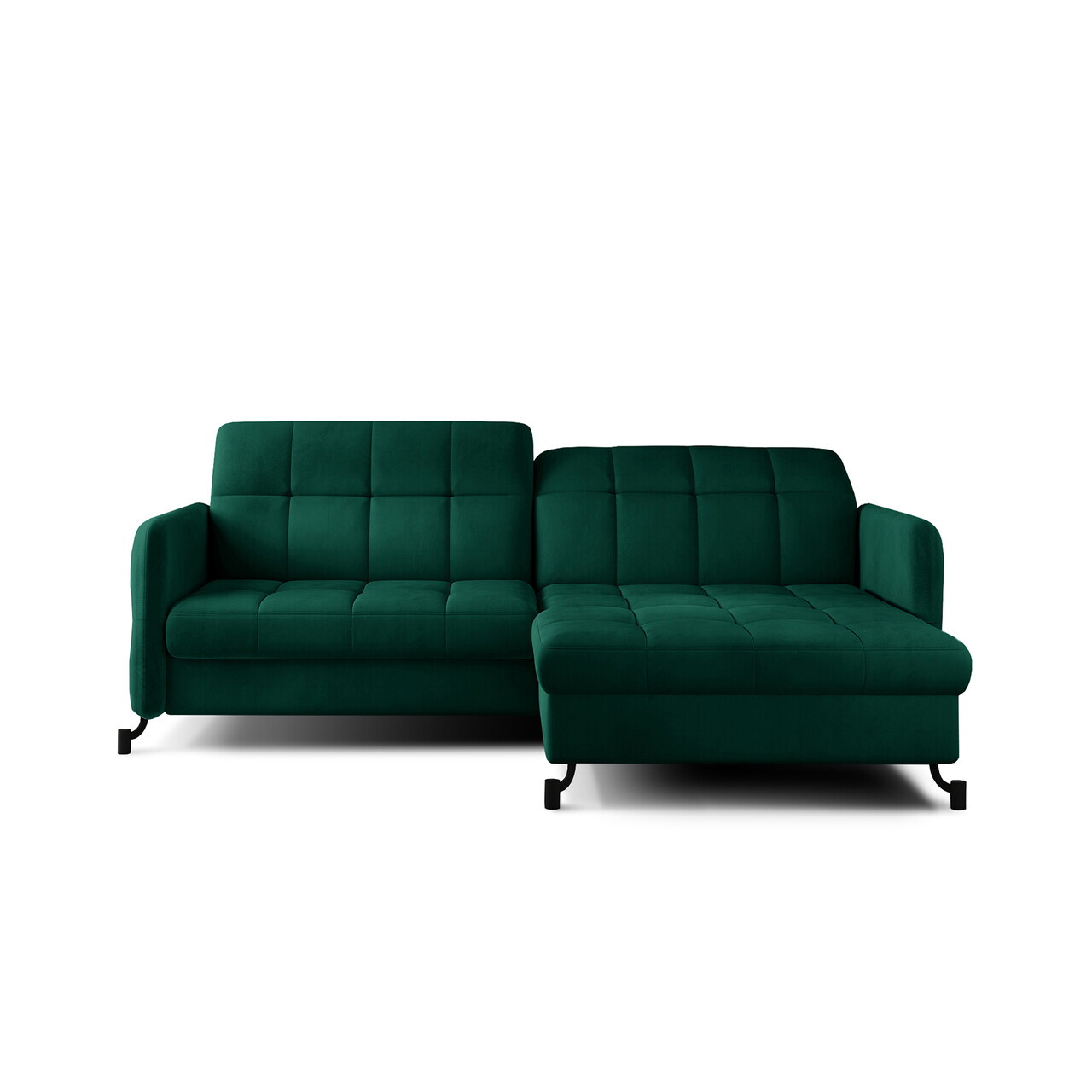 Set coltar extensibil dreapta 3 locuri si taburet ELTAP, Lor_PP_03, Lorelle, 225x160x105 cm / 100x70x45 cm, lemn/poliester, verde inchis - view 2