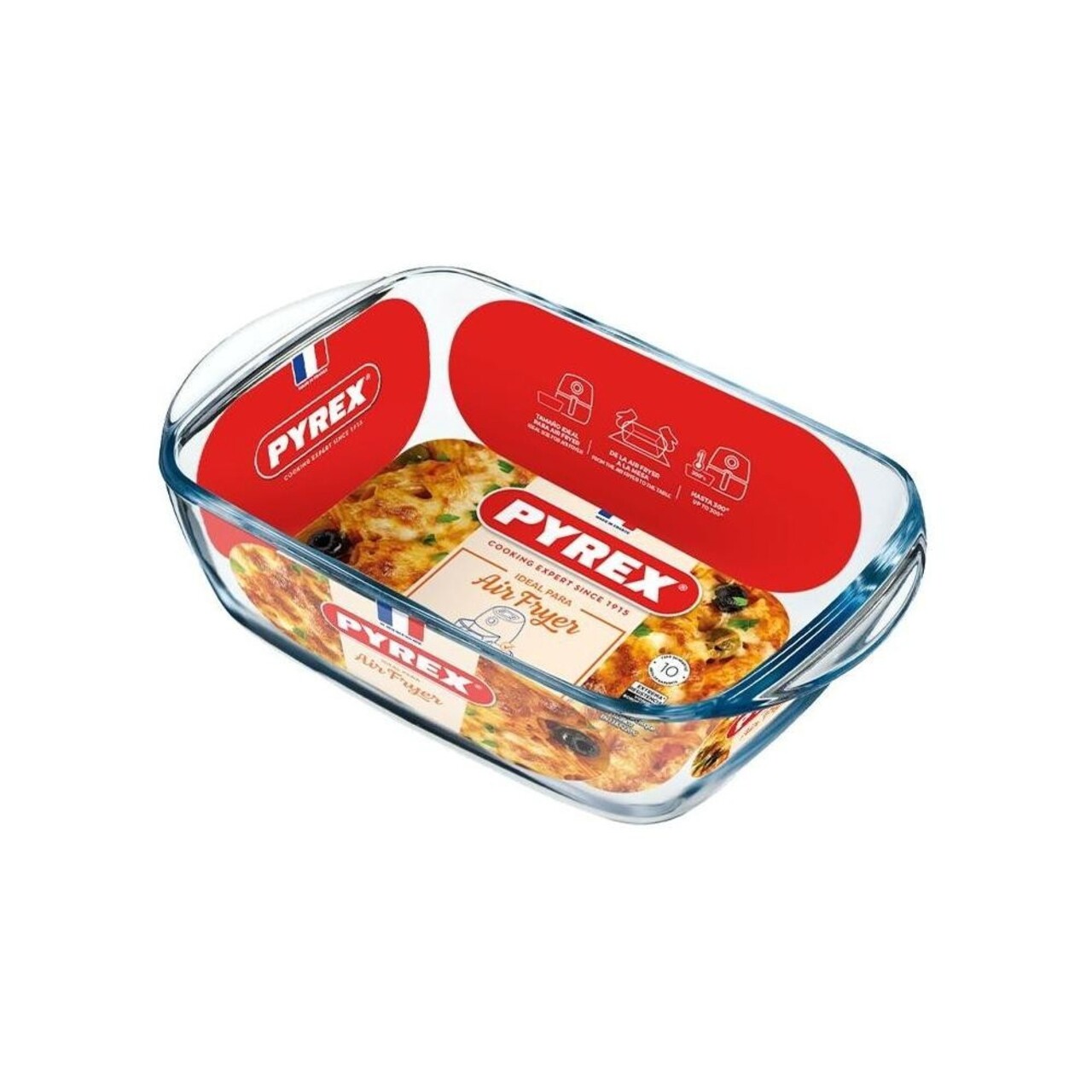 Vas dreptunghiular pentru airfryer 6,5L, sticla termorezistenta, 23x15cm/1,2L - Pyrex - imagine 3