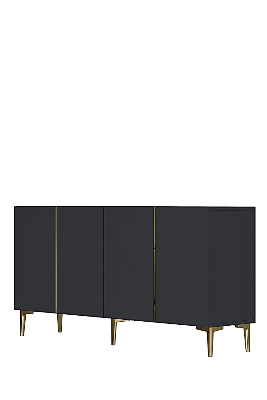 Consola, Hanah Home, Poli 150, 150x75x32 cm, Antracit / Aur — imaginea 5