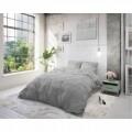 Lenjerie de pat dubla Wood Fabric Grey, Royal Textile, 3 piese, 200 x 220 cm, 100% bumbac, gri