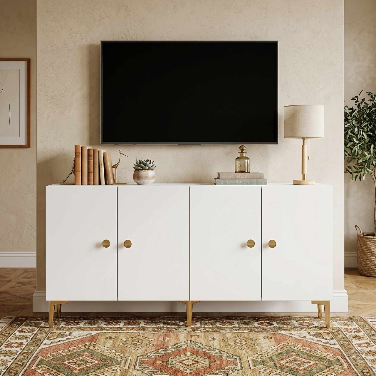 Consola, Hanah Home, Squarel 180, 180x75x32 cm, Alb — imaginea 4