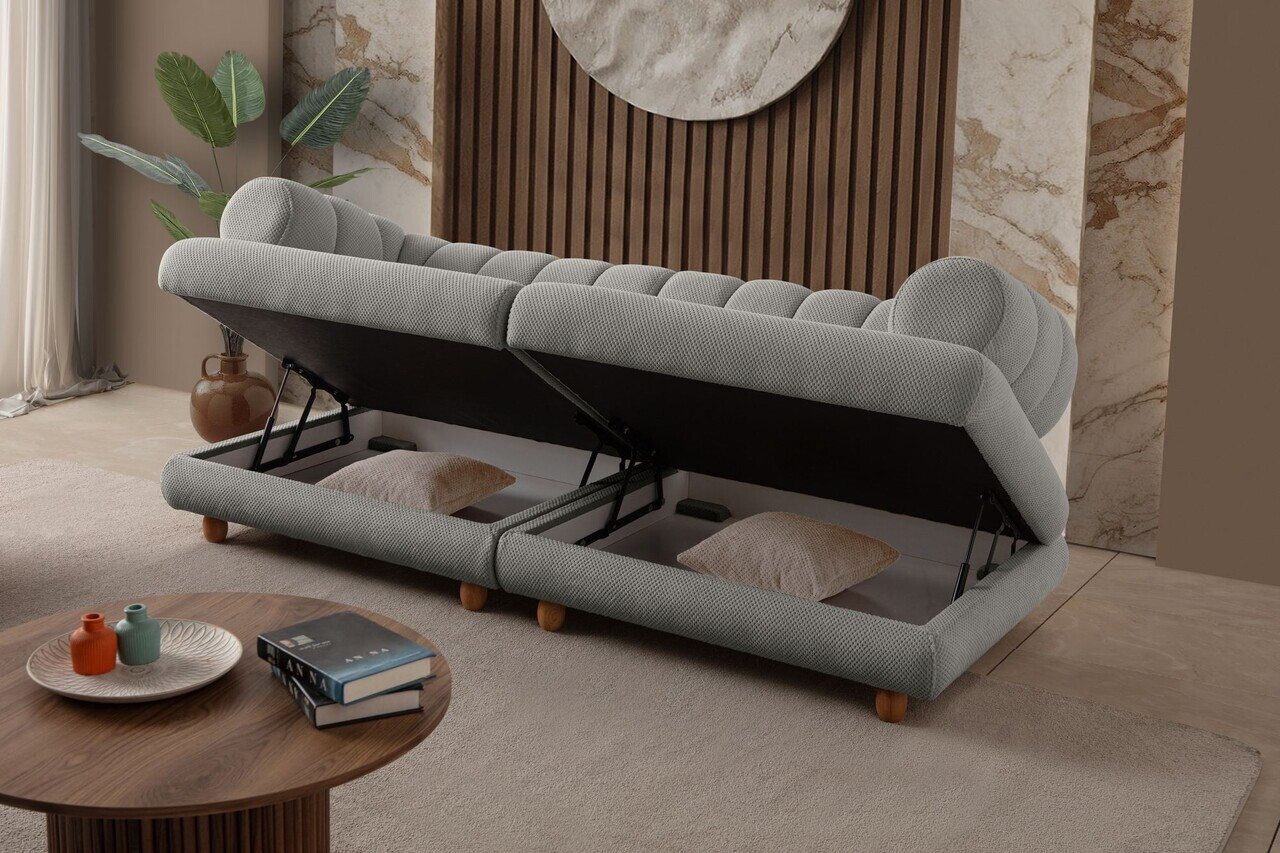 Canapea 3 locuri, Atelier del Sofa, 752EST1157, Lemn de carpen/PAL melaminat, Gri - view 4