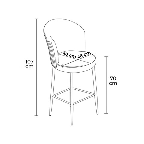 Set scaune de bar 6 piese, Charlotte, Fora, Metal, Antracit/Alb