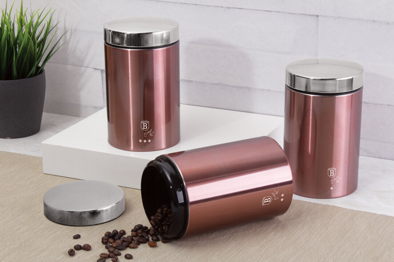 Set 3 recipiente depozitare Berlinger Haus, I-Rose, 11x17.8 cm, inox, roz/argintiu - imagine 4