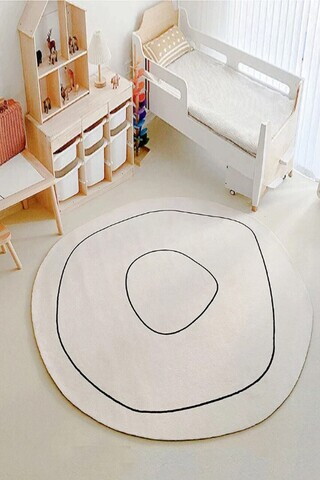 Covor, CLR-cocuk2-2, 120x120 cm, Poliester, Alb
